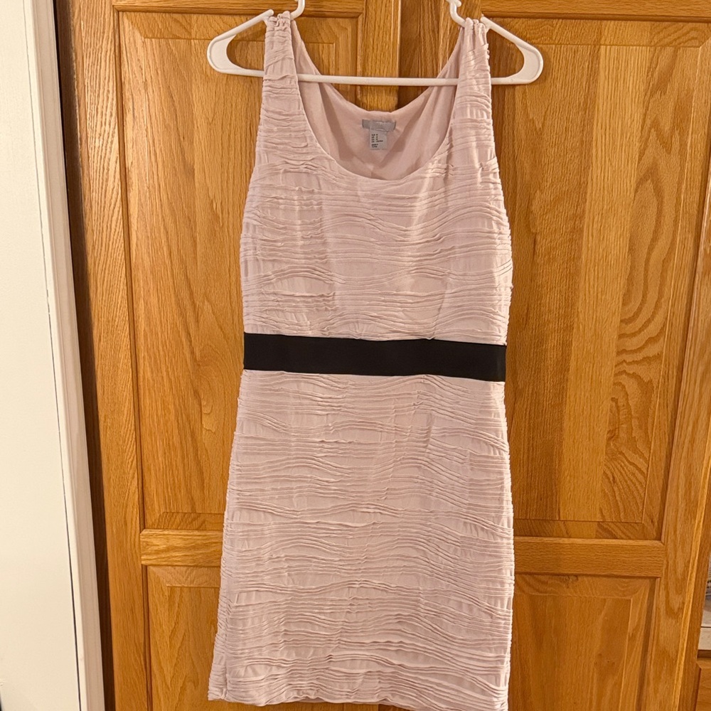 H&M Light Pink Mini Dress with Black Waistband